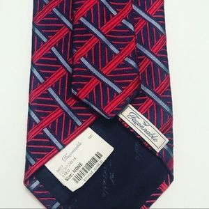 Falconnable Red and Navy Diamond Striped Tie NWT